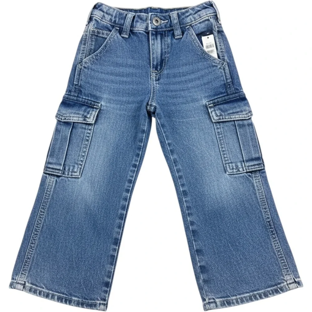 Gap Baby Blue Denim Wide Leg Cargo Pants 3 Years NWT
